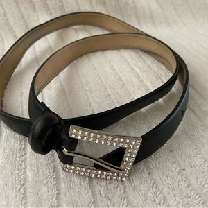 Leather Belt! Rhinestone buckle!